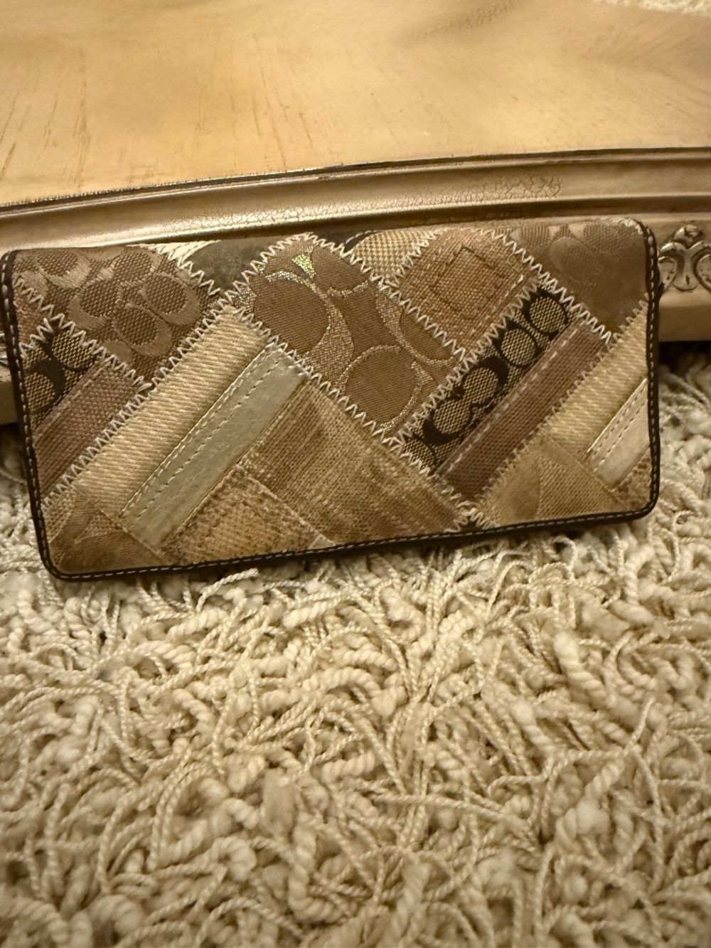 COACH Patchwork Zip Around Wallet Mixed Media Signature C Multicolor